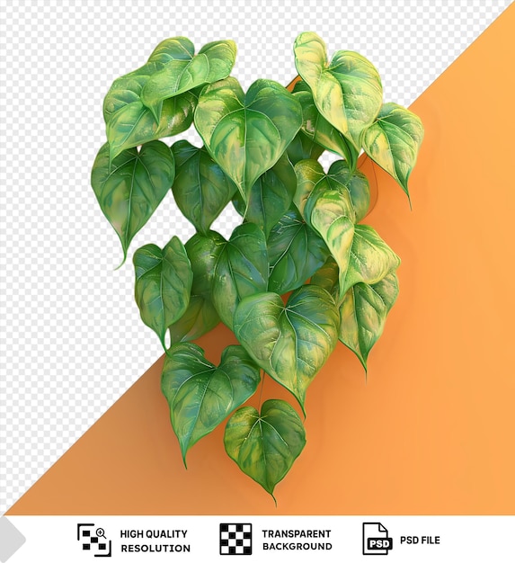 Foglie a forma di cuore vigna diavolo s edera d'oro pothos percorso di ritaglio incluso nell'immagine png psd