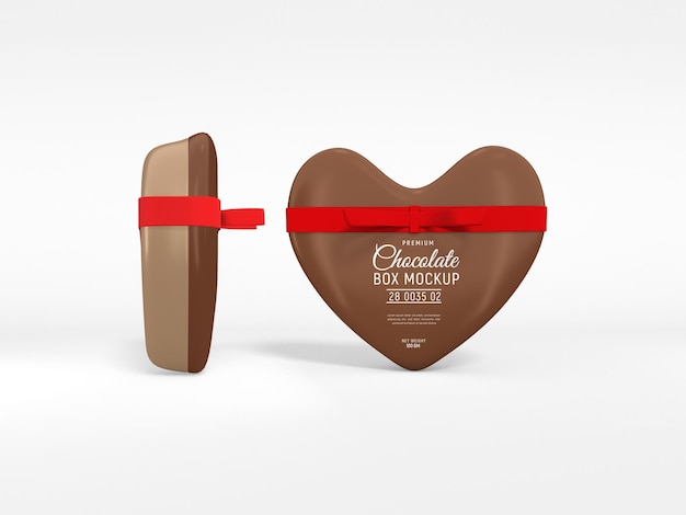 Heart shaped metal chocolate box packaging mockup