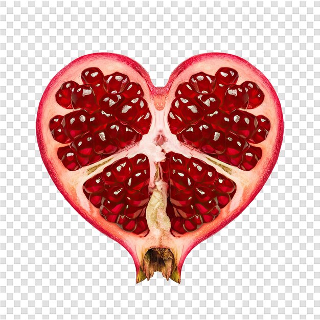 PSD un pezzo di frutta a forma di cuore con un cuore tagliato fuori