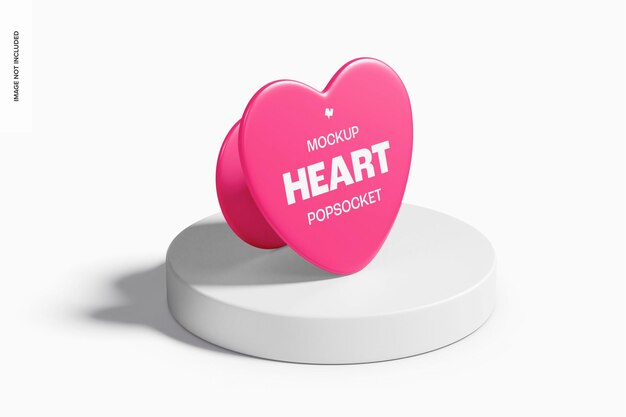 PSD heart shaped popsocket mockup, on podium