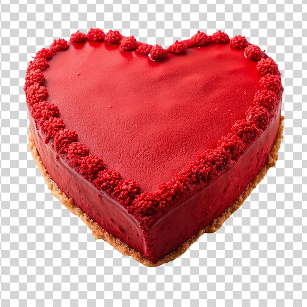 PSD heart shaped red cake isolated on transparent background