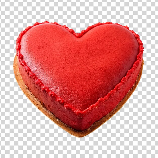 PSD heart shaped red cake isolated on transparent background