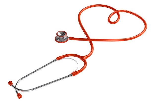 Heart shaped stethoscope isolated on transparent background