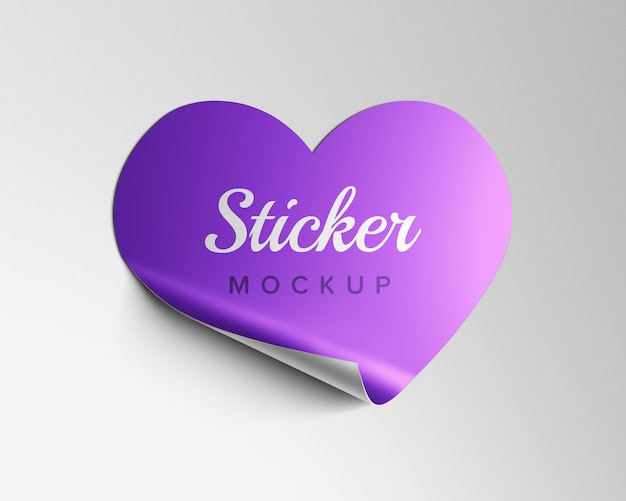 Design mockup adesivo a forma di cuore