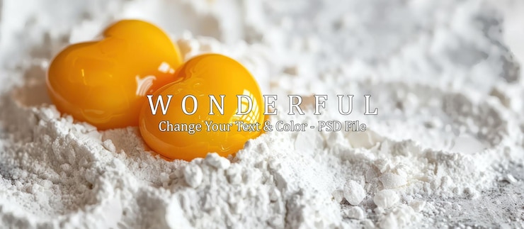 PSD heart shaped yolks in flour