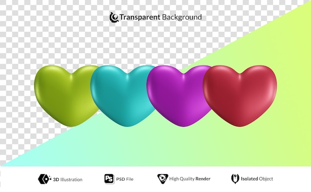 PSD heart special valentine 3d illustration