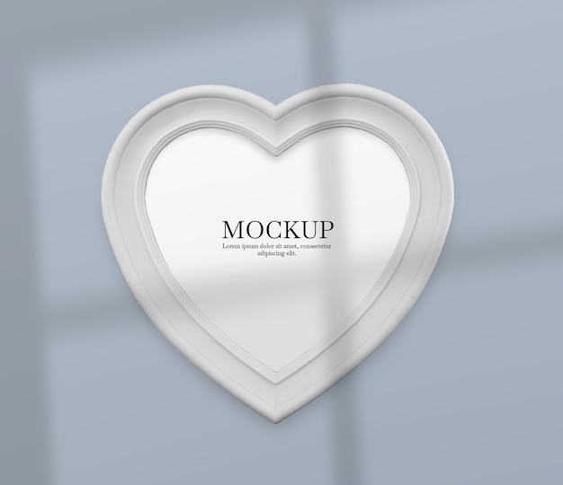 Cornice cuore bianco con mockup ombra