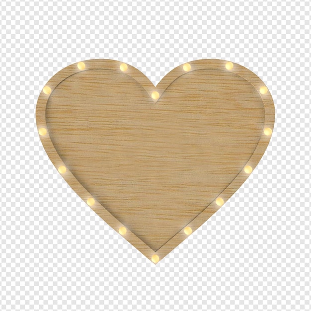 Cuore con luci 3d in legno