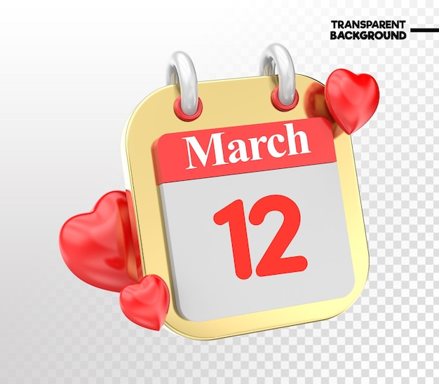 PSD heart with calendar month of day