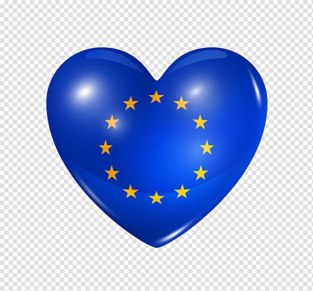 Cuore con bandiera dell'unione europea