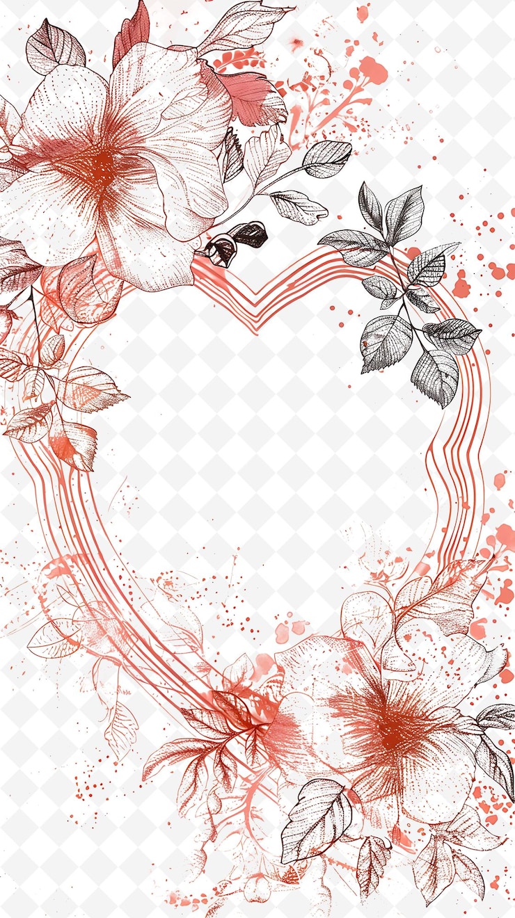 PSD a heart with flowers and a heart made of watercolors