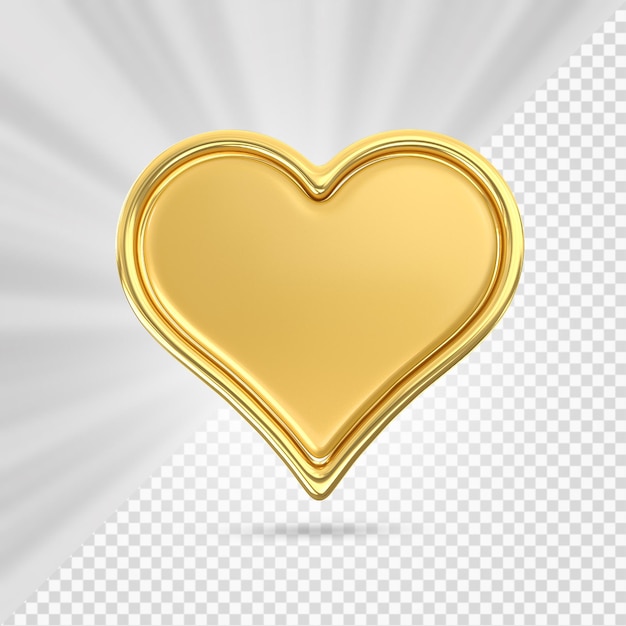 Сердце с золотой рамкой 3d визуализация