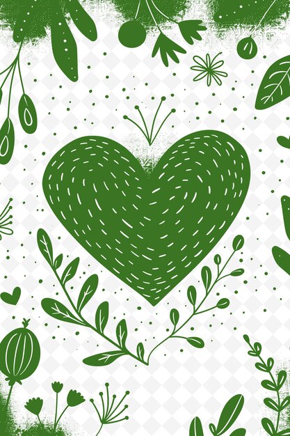 PSD a heart with green leaves and a heart drawn on it