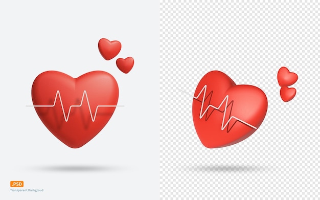 PSD a heart with a heartbeat line on it