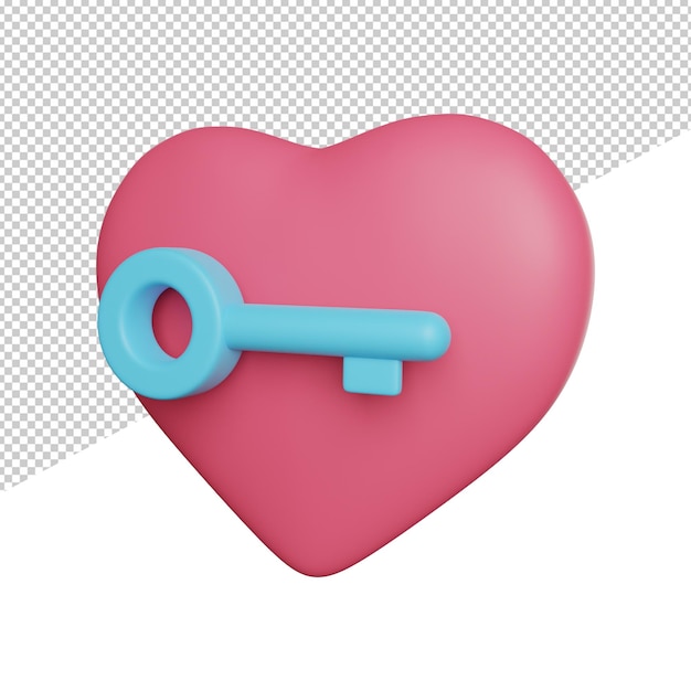 A heart with a key in the middle and a red heart with a blue key in the middle.