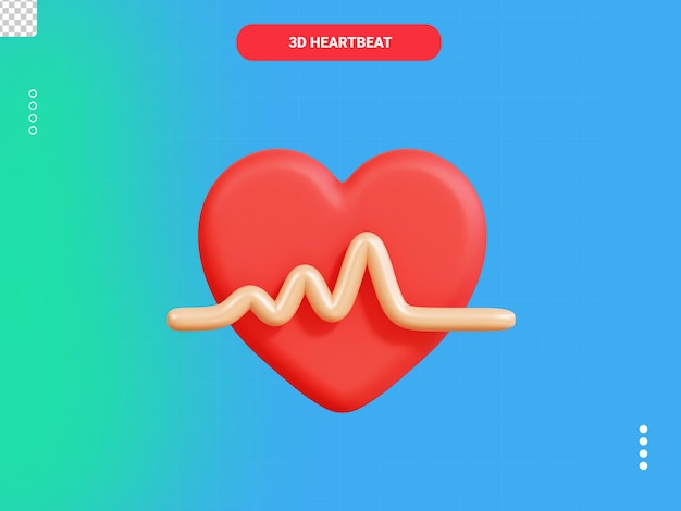 PSD heartbeat 3d icon