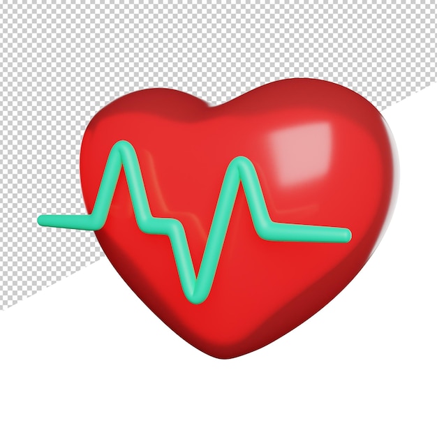 PSD heartbeat cardiogram pulse a red heart with a green line in the middle