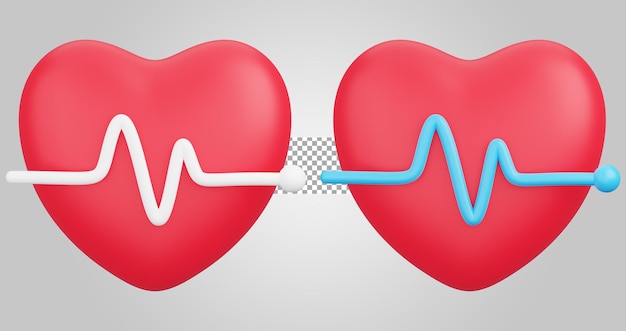 투명 한 배경 3d 렌더링에 고립 된 심장 박동 심장 의료