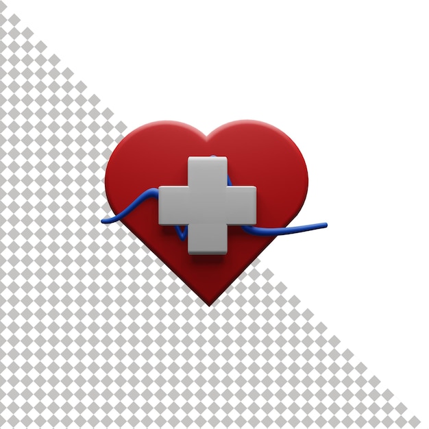 Heartbeat and plus 3d icon