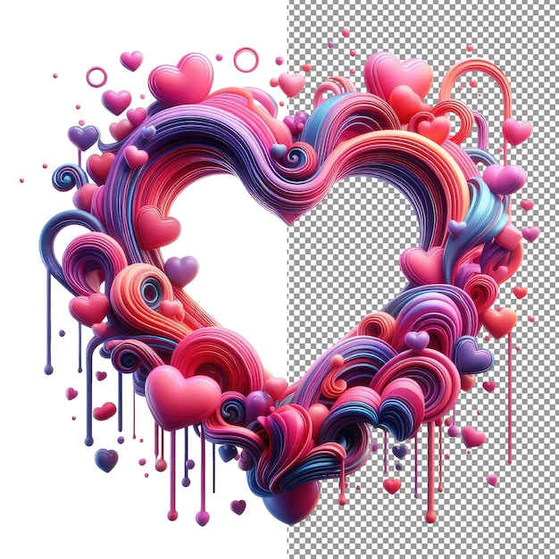 PSD heartfelt embrace isolated 3d heart frame on png background