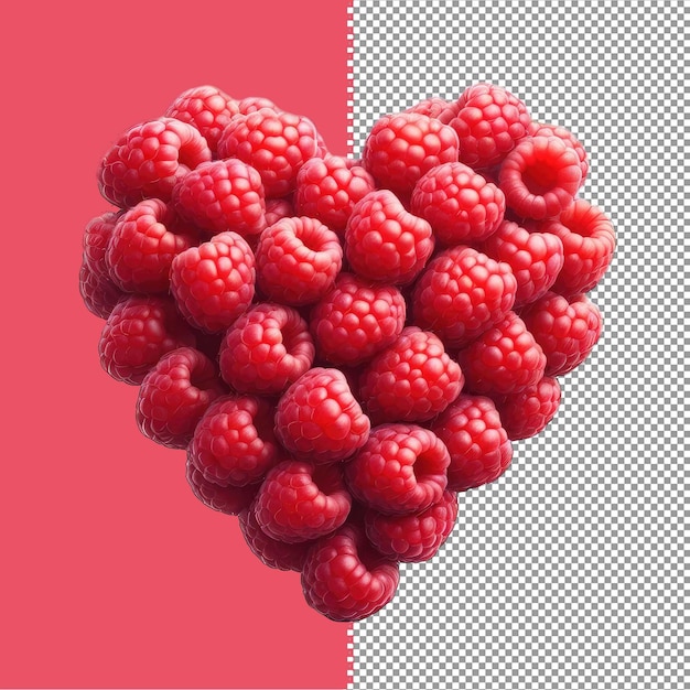 PSD heartful of red raspberries png