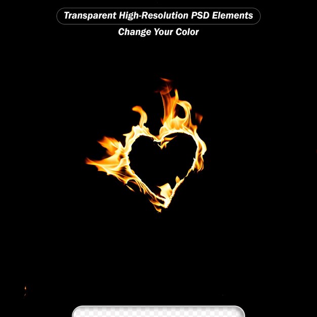 PSD hearts of fire in black background