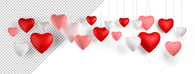 Hearts hanging mockup Valentine39s day concept