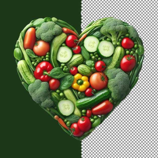 PSD ハート形の新鮮な野菜のアソシエーション png