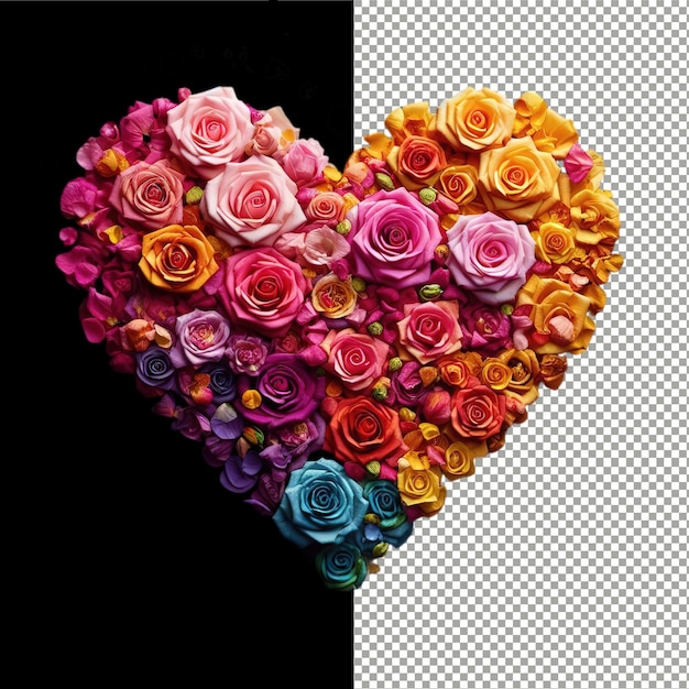 PSD carta da parati png trasparente a forma di cuore textured from roses generata da ai