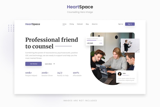 PSD heartspace - аккуратное и чистое изображение героя консультирования