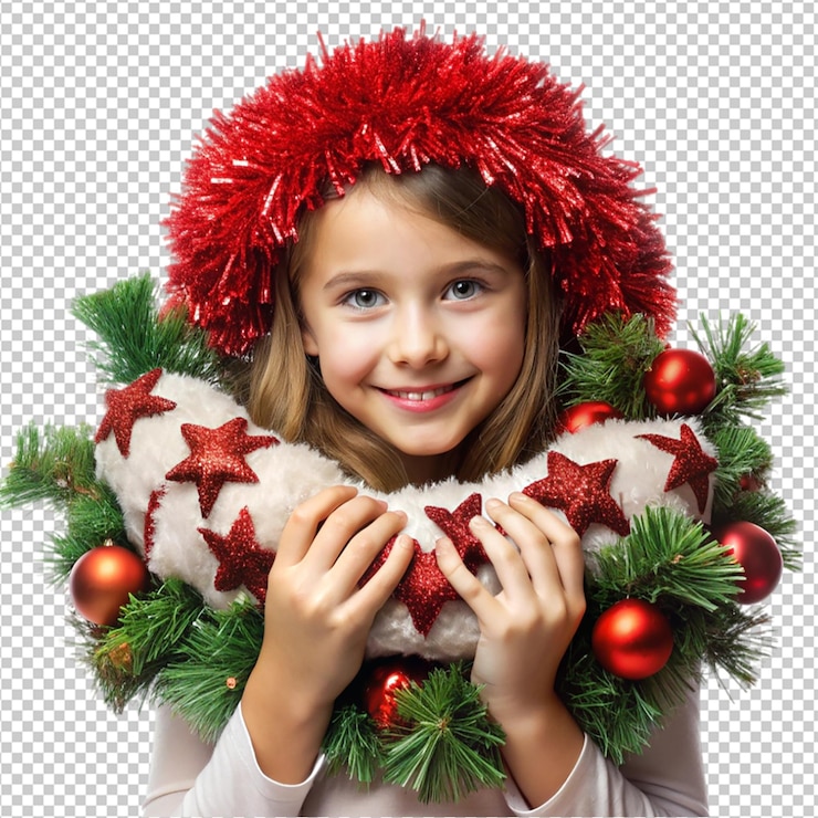 PSD heartwarming holiday little girl with christmas hearts