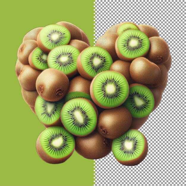 PSD hearty kiwi heart shape png