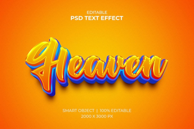 Heaven bewerkbare mockup met 3D-teksteffect Premium PSD