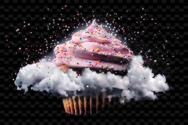 PSD heavenly cupcake cloud met fluffy cupcakes en sugary sprin neon color shape decor collections
