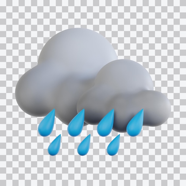 heavy rain with rainbow 3d illustration