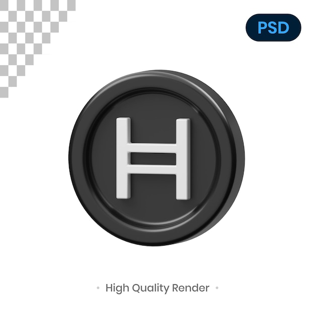 PSD hedera coin 3d render illustratie premium psd
