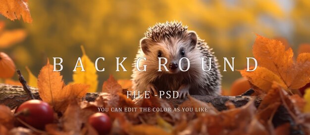 PSD hedgehog in autumn leaves