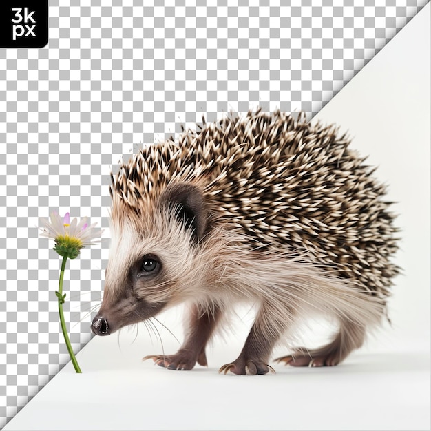 PSD a hedgehog with a flower in its mouth