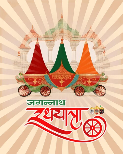 PSD heer jagannath puri rath yatra festival celebration social media post sjabloon banner
