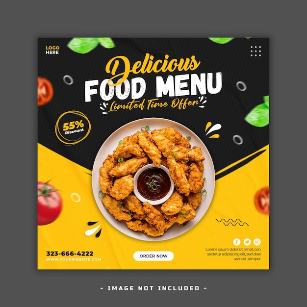 Heerlijk eten menu social media banner sjabloon psd