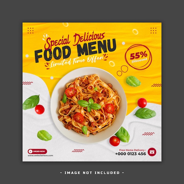 Heerlijk eten menu social media banner sjabloonontwerp