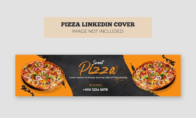 Heerlijk eten pizza linkedin omslagfoto sjabloon Food webbanner