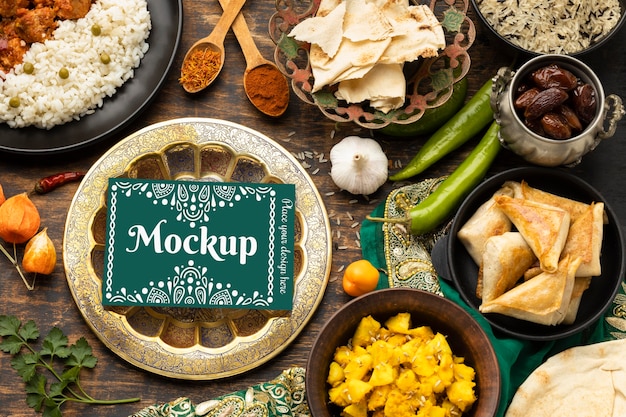 Heerlijk indiaas eten met mockup