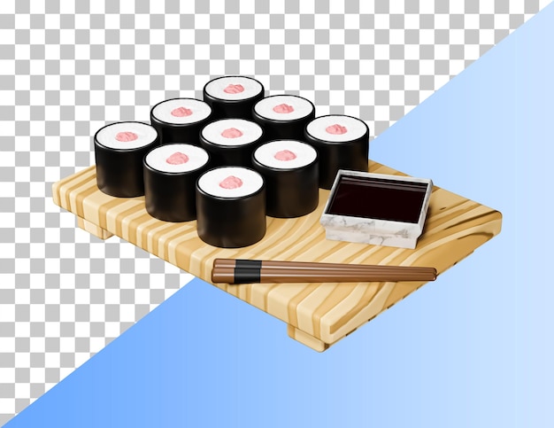 Heerlijk sushi 3d pictogram. psd-3d-weergave