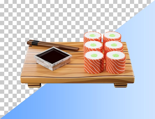 Heerlijk sushi 3d pictogram. psd-3d-weergave