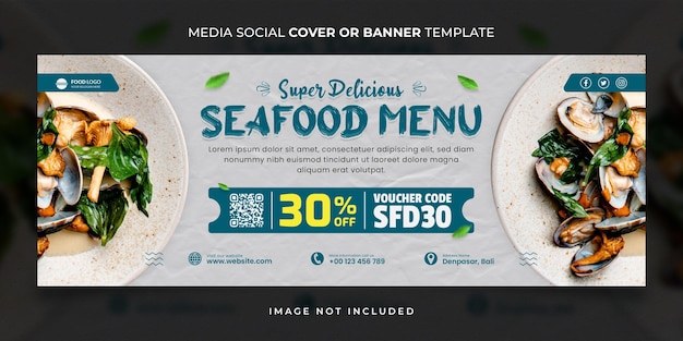 Heerlijk Zeevruchten Restaurant Menu Social Media Cover of Banner Template