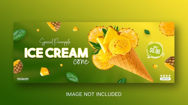 PSD heerlijke ananas ijsje social media banner instagram post sjabloonontwerp