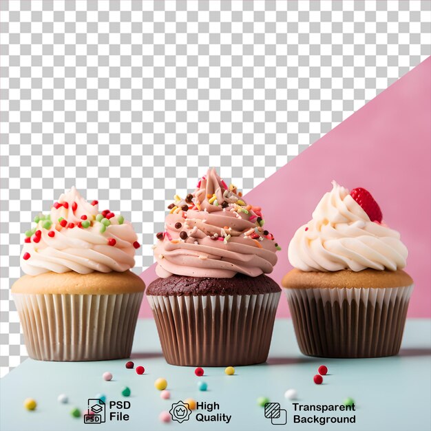 PSD heerlijke cupcakes met room geïsoleerd op transparante achtergrond bevatten png-bestand