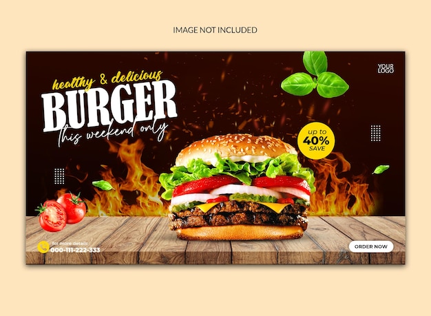 heerlijke hamburger social media websjabloonontwerp.