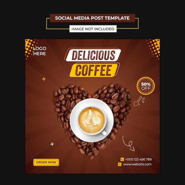 Heerlijke koffie sociale media en instagram postsjabloon